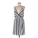 Monteau Casual Dress - Mini V-Neck Sleeveless: Ivory Stripes Dresses - Women's Size Large