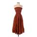 FP One Casual Dress - Formal Open Neckline Sleeveless: Brown Print Dresses - Women's Size X-Small