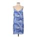 Aqua Casual Dress - Mini V Neck Sleeveless: Blue Print Dresses - Women's Size Small