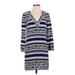 Diane von Furstenberg Casual Dress - Shift V-Neck 3/4 sleeves: Blue Print Dresses - Women's Size 2