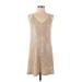 Jack by BB Dakota Cocktail Dress - A-Line V-Neck Sleeveless: Gold Solid Dresses - Women's Size Small