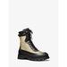 Michael Kors Shoes | Michael Kors Rowan Embellished Leather Lace-Up Boot 9 Gold (Gold) New | Color: Gold | Size: 9