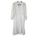 Zara Dresses | Nwt Zara V Neck Eyelet Embroidered Midi Balloon 3/4 Sleeve Dress M | Color: White | Size: M