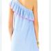 Lilly Pulitzer Dresses | Lilly Pulitzer Emmeline Dress Lapis Blue Summer Seersucker Size Xl | Color: Blue/Pink | Size: Xl