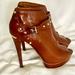 Michael Kors Shoes | Michael Kors Ailee Studded Walnut Platform Leather Open Toe Heels Shoes Size 9.5 | Color: Brown | Size: 9.5