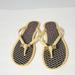 Coach Shoes | Coach Women's Jelly Flip Flops Sandals Black Beige Color Size 9 Gold Bow | Color: Tan | Size: 9