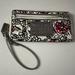 Coach Bags | Coach Poppy Graffiti Floral Wallet Wristlet Zipper Purse Card Case Satin | Color: Black/White | Size: See Measurements In Description