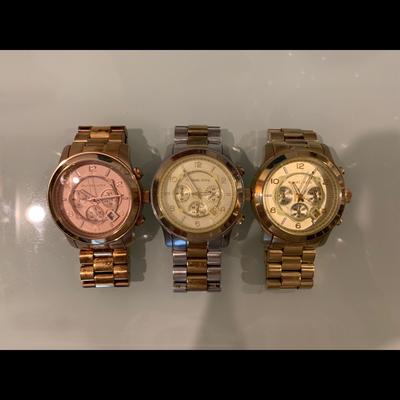 Michael Kors Jewelry | Michael Kors Watches Bundle Of 3 For $90 | Color: Gold | Size: Made To Fit Woman’s Wrist