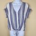 Anthropologie Tops | Anthropologie Cloth & Stone Striped Tie Front V Neck Button Up Linen Blend | Color: Blue/White | Size: S