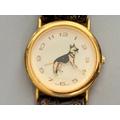 German Shepherd Watch, Vintage Quartz Battery Gold Plate Bezel White Dial, Dog Lovers Mens Watch Unisex