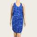 Athleta Dresses | Athleta Blue Printed V-Neck Shirred Slouchy Racerback Blouson Tank Dress Small | Color: Blue | Size: S