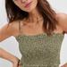 American Eagle Outfitters Tops | Nwt American Eagle Ae Smocked Tube Top Green Floral Women’s S Small Crop Tank T | Color: Green | Size: S