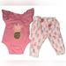 Jessica Simpson Matching Sets | Girls Jessica Simpson 2 Piece Outfit 0-3 Months Pink Pineapple Top Pants | Color: Gold/Pink | Size: 0-3mb