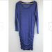 Athleta Dresses | Athleta Blue Dress Small Ruched Long Sleeves Bodycon | Color: Blue | Size: S