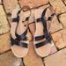 Madewell Shoes | Madewell Black Leather Sandals Espadrille Natural Strappy Sz 10 | Color: Black/Tan | Size: 10