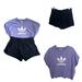 Adidas Tops | Adidas Bundle Of Short Sleeve Shirt + Shorts - Women Size M | Color: Black/Purple | Size: M