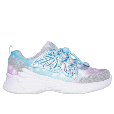 Skechers Girl's Dream Racer - Wing Brites Sneaker | Size 2.0 | Silver/Lavender | Synthetic/Textile