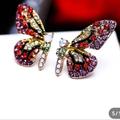 Anthropologie Jewelry | Butterfly Earrings Butterfly Earrings Simulated Gemstones | Color: Black/Purple | Size: Os