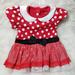 Disney Costumes | Disney Minnie Mouse Polka Dot Dress Onesie | Color: Red/White | Size: 12-18m