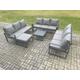 Aluminium 10 Seater Outdoor Garden Furniture Set Patio Lounge Sofa with Square Coffee Table Big Footstool Conservatory Set Dark Grey