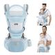Baby Carrier, Baby Carrier with Hip Seat, 6-in-1 Multifunction Baby Carrier, Ergonomic 360, Adjustable, Easy and Simple Carry Seat, For Babies and Children 0-36 Months (Light Blue)