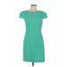 4.collective Cocktail Dress - Sheath Crew Neck Short sleeves: Teal Solid Dresses - Women's Size 8