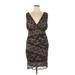 Say What? Cocktail Dress - Party V Neck Sleeveless: Black Print Dresses - Women's Size 1X