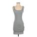 Shein Casual Dress - Bodycon Scoop Neck Sleeveless: Gray Solid Dresses - Women's Size 4