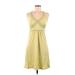 Athleta Casual Dress - Mini V-Neck Sleeveless: Green Print Dresses - Women's Size Medium