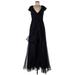 Alberto Makali Cocktail Dress - Formal V-Neck Short sleeves: Black Print Dresses - New - Women's Size 10