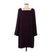 Ann Taylor Casual Dress - Mini Square Long sleeves: Burgundy Print Dresses - Women's Size 8