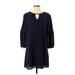 As U Wish Casual Dress - Popover: Blue Solid Dresses - New - Women's Size Small