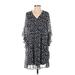 Calvin Klein Casual Dress - Shift V-Neck 3/4 sleeves: Black Polka Dots Dresses - New - Women's Size 4