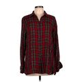 Lauren by Ralph Lauren Long Sleeve Button Down Shirt: Burgundy Print Tops - Women's Size Large