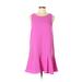 Everly Casual Dress - DropWaist Scoop Neck Sleeveless: Purple Solid Dresses - Women's Size Medium