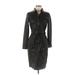 White House Black Market Casual Dress - Sheath High Neck 3/4 sleeves: Black Print Dresses - Women's Size 6