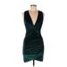 Re Plunge Sleeveless:named Cocktail Dress - Party Plunge Sleeveless: Teal Print Dresses - Women's Size Medium