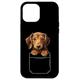 Hülle für iPhone 15 Plus Dackel in der Tasche, lustiger Hund – Hundeliebhaber mit Blick auf das Gesicht des Hundes
