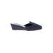 J.Crew Mule/Clog: Slip-on Wedge Casual Blue Solid Shoes - Women's Size 5 - Open Toe