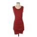Free Press Casual Dress - Mini Scoop Neck Sleeveless: Burgundy Print Dresses - Women's Size X-Small
