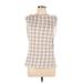 Calvin Klein Sleeveless Top Silver Checkered/Gingham Crew Neck Tops - Women's Size Large