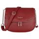 David Jones - Women's Small Crossbody Bag - Ladies Chain Shoulder Bag PU Leather - Zipper Flap Messenger Bag Multiple Pocket - City Casual Saddle Handbag - Work Travel Phone Clutch Purse Burgundy Red