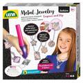 Lena 42655 42655EC Jewelry Studio for Children from 9 Years, Set with Battery Operated Engraver, Glue, 800 Rhinestone Jewels and 6 Metal Pendants with Chains, Single, Silver, STK