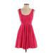 Double Zero Casual Dress - Party Scoop Neck Sleeveless: Pink Print Dresses - Women's Size Small