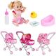 Kids Stroller - 3pcs Realistic Dolls Stroller, 48x27x53cm Travel Bugy | Compact Kids Dolls Stroller, Pretend Play Doll Pushchair, Babies Travel Stroller, Toy Doll Stroller for Dolls Kids Girls Boys