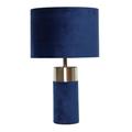 firstchoicelighting Navy Blue Velour with Silver Detail Table Lamp or Bedside Light Modern Velvet Design Lamps Height 40cm LED Compatible