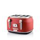 Westinghouse Retro 4-Slice Toaster - Six Adjustable Browning Levels - with Self Centering Function & Crumb Tray - Including Warm Rack for Bread, Bagels, Sandwiches, & Croissants - Red