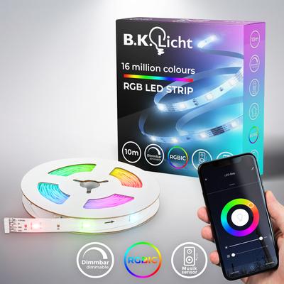 B.K.LICHT LED Stripe "Wifi RGBIC LED Strip, 10 m, mit App Steuerung", weiß, Flammen 300 St., Kabellänge 150,00m, Lichterketten, Lichtleiste, mit Musiksensor, smartes LED Band, Selbstklebend Image