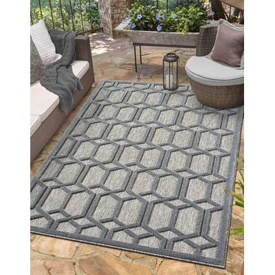 Teppich "Thala, LAGERRÄUMUNG", grau (grau,schwarz), B:140cm H:8mm L:200cm, Polypropylen, MYFLAIR MÖBEL & ACCESSOIRES, Teppiche, modernes Design, Hoch-Tief Effekt, Outdoor geeignet, Balkon, Terrasse Image
