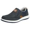 Slipper RIEKER, Herren, Gr. 43, blau (dunkelblau), Leder, casual, Schuhe Slipper, Mokassin, Loafer, Komfortschuh mit Gummizug für guten Sitz, Topseller